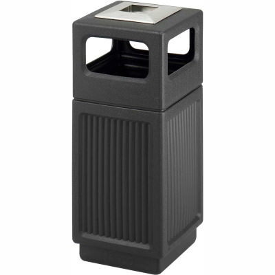 Safco® Canmeleon™ Recessed Panel, Ash Urn, Side Open, 15 Gallon, Black - 9474BL