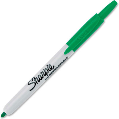 Sharpie® Retractable Permanent Marker, Fine, Green Ink, 1 Each