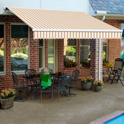 Awntech SCL12-247-LW, Retractable Awning Left Motor 12'W x 10'D x 10"H Linen/White
