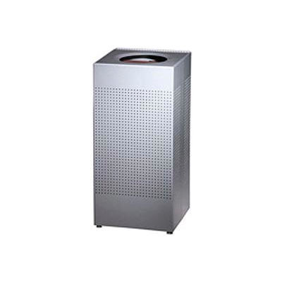 Rubbermaid® Silhouette SC14E Square Open Top Receptacle w/Liner, 16 Gallon - Silver Metallic