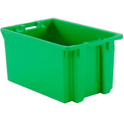 Schaefer Stack & Nest Tote FB603 - 23"L x 15"W x 12"H - Open Handles - Green - Pkg Qty 15