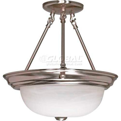 Satco 60-201 2 Light - 13" - Semi-Flush - Alabaster Glass Brushed Nickel