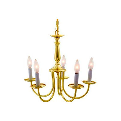 Satco 76-280 5 Light - 18" - Chandelier - w/Candlesticks Polished Brass