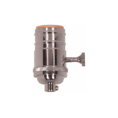 Satco 80-1047 3 Way (2 Circuit) Turn Knob Socket w/Matching Finish Removable Knob - Polished Nickel