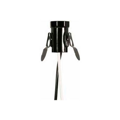 Satco 80-1093 Candelabra Base Phenolic Socket with Spring Clip and 24-in. Leads Brown