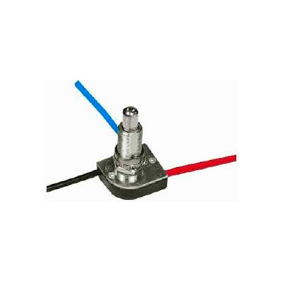 Satco 80-1129 3-Way Metal Push Switch 3/8-in. Bushing Nickel Finish