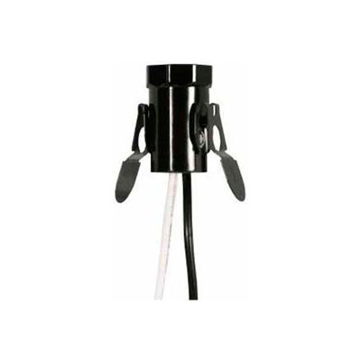 Satco 80-1275 Candelabra Base Phenolic Socket with Spring Clip with 14-in. Leads Brown