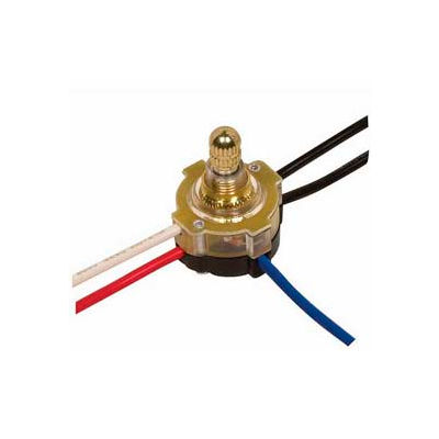 Satco 80-1361 3-Way Lighted Rotary Switch Brass Finish