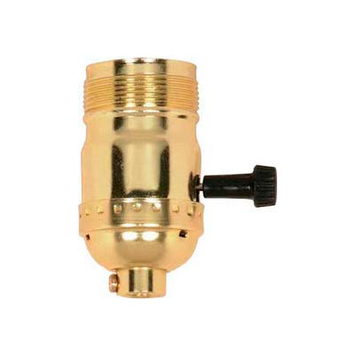 Satco 90-1411 On-Off Turn Knob Socket w/Removable Knob With Set Screw and Uno Thread - Brite Gilt