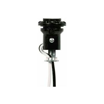 Satco 90-1557 Phenolic Threaded Candelabra Socket 1-3/4-in. w/Shoulder and Phenolic Ring 8-in. Leads