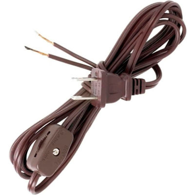 Satco 90-1582 8 Ft. SPT-1 Cord Set with Line Switch, Brown