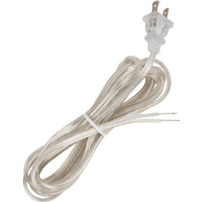 Satco 90-2184 10 Ft. Cord Set, 18/2 SPT-2, Clear Silver
