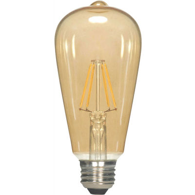 Satco S9577 2.5W ST19 Filament LED Medium Base Transparent Amber 2300K