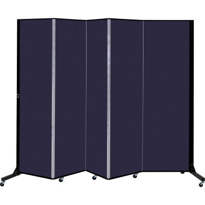 Screenflex 5 Panel Light-Duty Portable Room Divider, 6'5"H x 9'5"L, Fabric Color: Navy