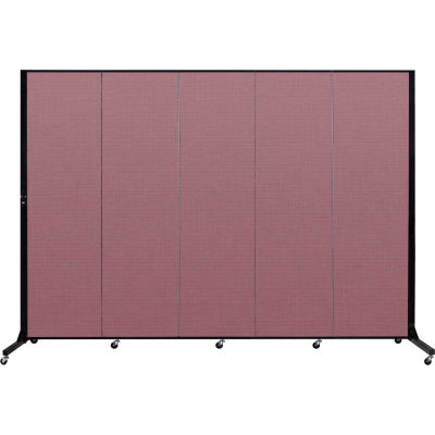 Screenflex 5 Panel Light-Duty Portable Room Divider, 6'5"H x 9'5"L, Fabric Color: Rose