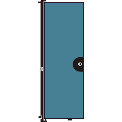 Screenflex 8'H Door - Mounted to End of Room Divider - Vinyl-Blue Tide