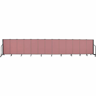 Screenflex 13 Panel Portable Room Divider, 4'H x 24'1"L, Fabric Color: Rose