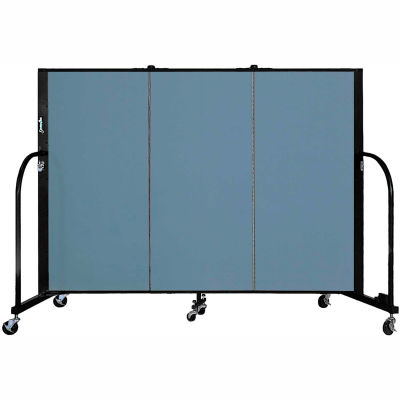 Screenflex 3 Panel Portable Room Divider, 4'H x 5'9"L, Fabric Color: Blue