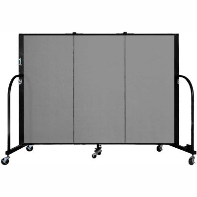 Screenflex 3 Panel Portable Room Divider, 4'H x 5'9"L, Fabric Color: Grey