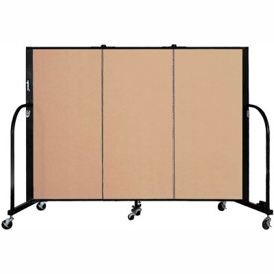 Screenflex 3 Panel Portable Room Divider, 4'H x 5'9"W, Fabric Color: Wheat