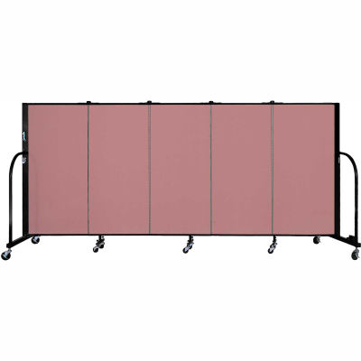 Screenflex 5 Panel Portable Room Divider, 4'H x 9'5"L, Fabric Color: Rose