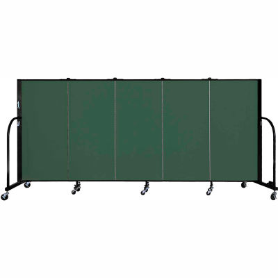 Screenflex 5 Panel Portable Room Divider, 4'H x 9'5"L, Fabric Color: Mallard