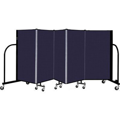 Screenflex 5 Panel Portable Room Divider, 4' H x 9'5" L, Fabric Color: Navy