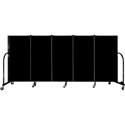 Screenflex 5 Panel Portable Room Divider, 4'H x 9'5"L, Fabric Color: Charcoal Black
