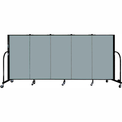Screenflex 5 Panel Portable Room Divider, 4'H x 9'5"L, Fabric Color: Grey Stone