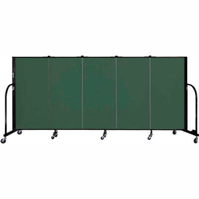 Screenflex 5 Panel Portable Room Divider, 4'H x 9'5"W, Fabric Color: Green