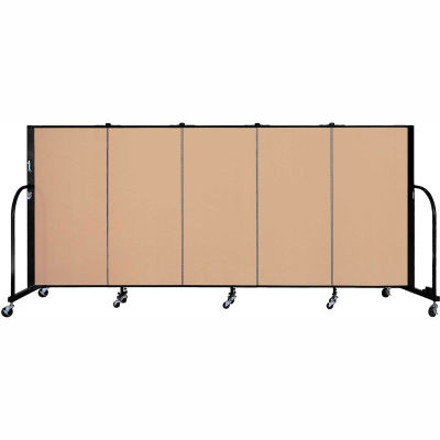 Screenflex 5 Panel Portable Room Divider, 4'H x 9'5"W, Fabric Color: Wheat