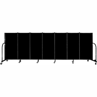 Screenflex 7 Panel Portable Room Divider, 4'H x 13'1"L Fabric Color: Charcoal Black