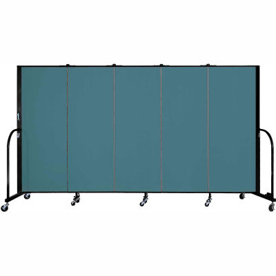 Screenflex 5 Panel Portable Room Divider, 5'H x 9'5"L, Fabric Color: Lake