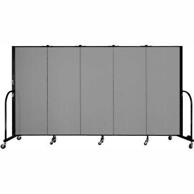 Screenflex 5 Panel Portable Room Divider, 5'H x 9'5"W, Fabric Color: Stone