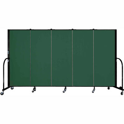 Screenflex 5 Panel Portable Room Divider, 5'H x 9'5"L, Fabric Color: Green