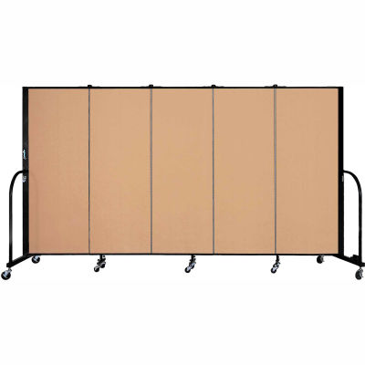 Screenflex 5 Panel Portable Room Divider, 5'H x 9'5"L, Fabric Color: Wheat