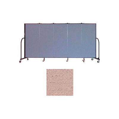 Screenflex 5 Panel Portable Room Divider, 5'H x 9'5"L, Vinyl Color: Raspberry Mist