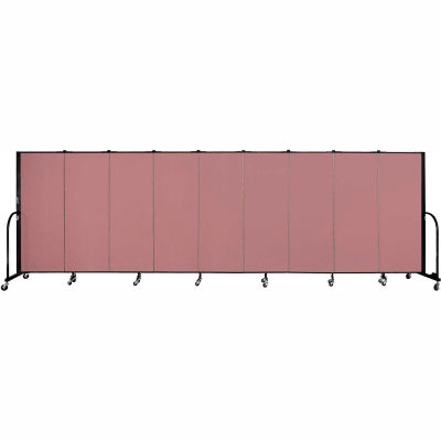 Screenflex 9 Panel Portable Room Divider, 5'H x 16'9"L, Fabric Color: Rose