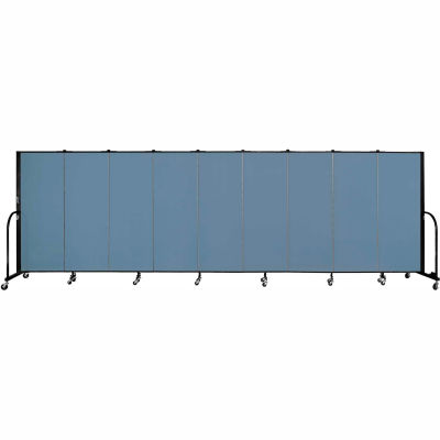 Screenflex 9 Panel Portable Room Divider, 5'H x 16'9"L, Fabric Color: Blue