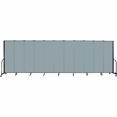 Screenflex Portable Room Divider - 11 Panel - 6'H x 20'5"L - Grey Stone