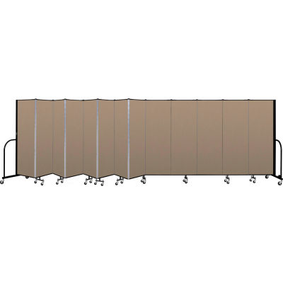 SCREENFLEX Portable Room Divider: 13 Panels, 6 ft 8 in, 24 ft 1 in, 3/4 in Panel Thick, Color: Beige