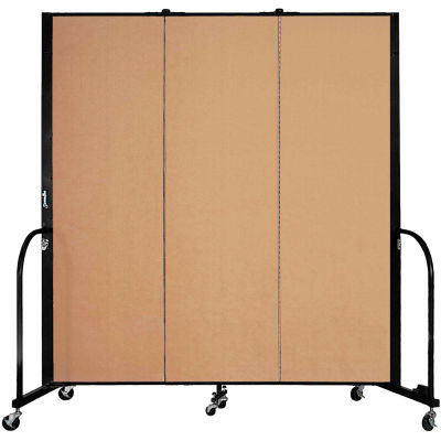 Screenflex Portable Room Divider - 3 Panel - 6'H x 5'9"L - Sand