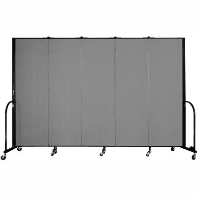 Screenflex Portable Room Divider - 5 Panel - 6'H x 9'5"W - Stone