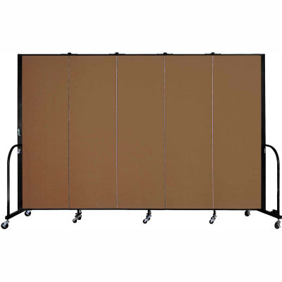 Screenflex Portable Room Divider - 5 Panel - 6'H x 9'5"L -  Walnut