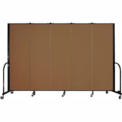 Screenflex Portable Room Divider - 5 Panel - 6'H x 9'5"L - Walnut