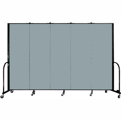 Screenflex Portable Room Divider - 5 Panel - 6'H x 9'5"W -  Grey Smoke