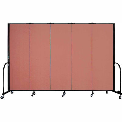 Screenflex Portable Room Divider - 5 Panel - 6'H x 9'5"L - Cranberry