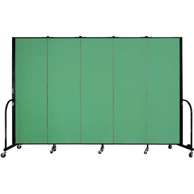 Screenflex Portable Room Divider - 5 Panel - 6'H x 9'5"L - Sea Green