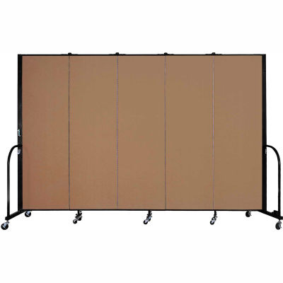 Screenflex Portable Room Divider - 5 Panel - 6'H x 9'5"L -  Beech