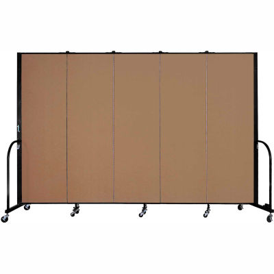 Screenflex Portable Room Divider - 5 Panel - 6'H x 9'5"L - Beech